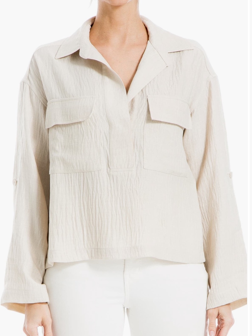 Max studio off white pullover blouse size L NWT